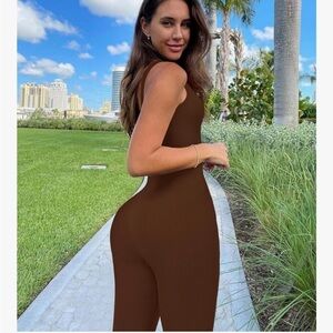 OLCHEE Jumpsuits Seamless Ribbed Yoga Gym One Piece Sleeveless Unitard Size M